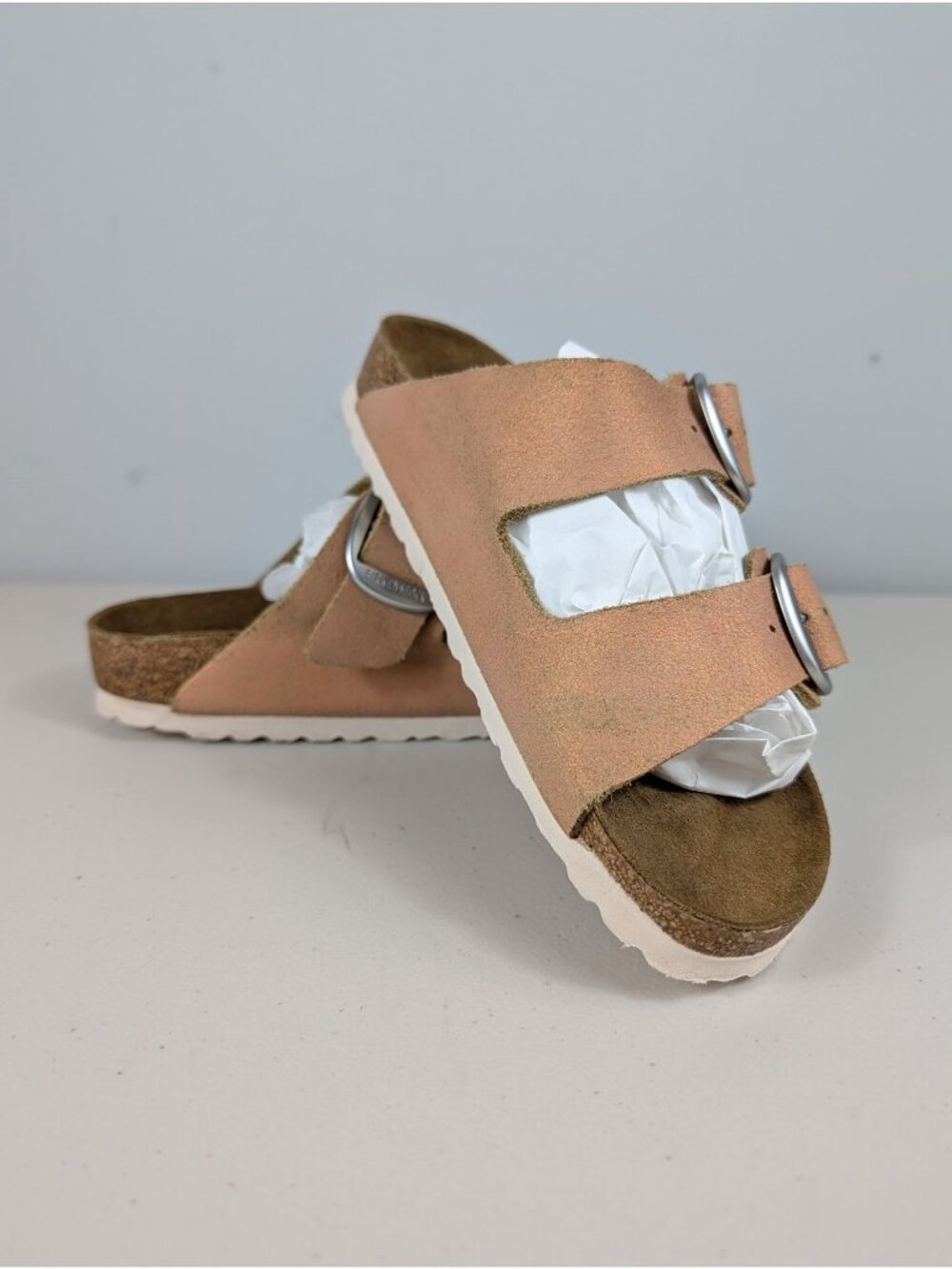 Birkenstock Arizona big buckle sandals cream color women's size 6
